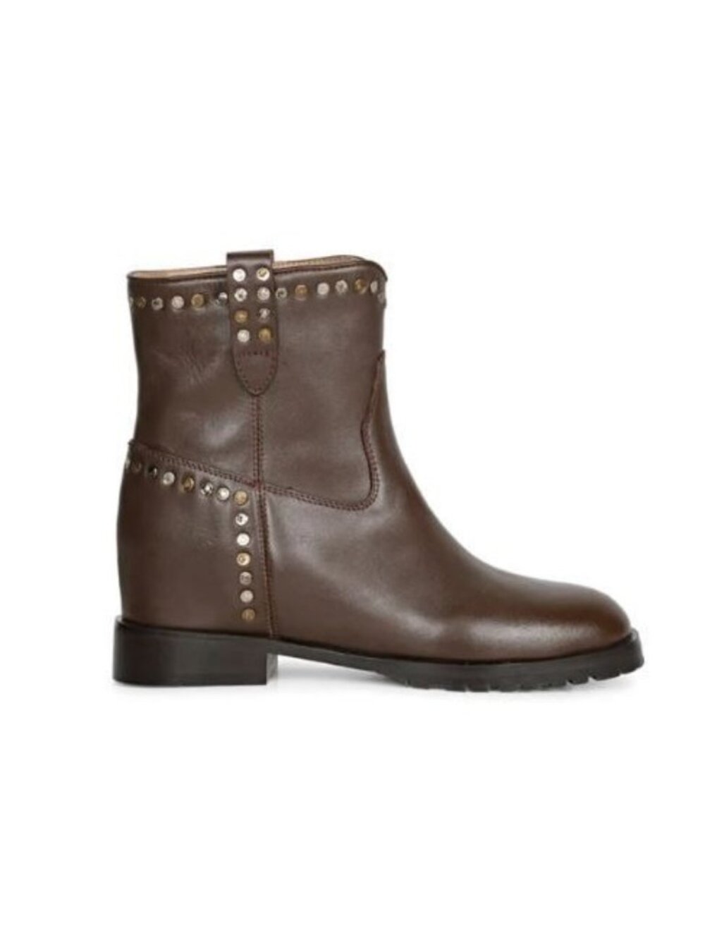 Saint G Noemi Leather Studded Ankle Boots Brown Sz 9 NWOB Western Moto Southwest